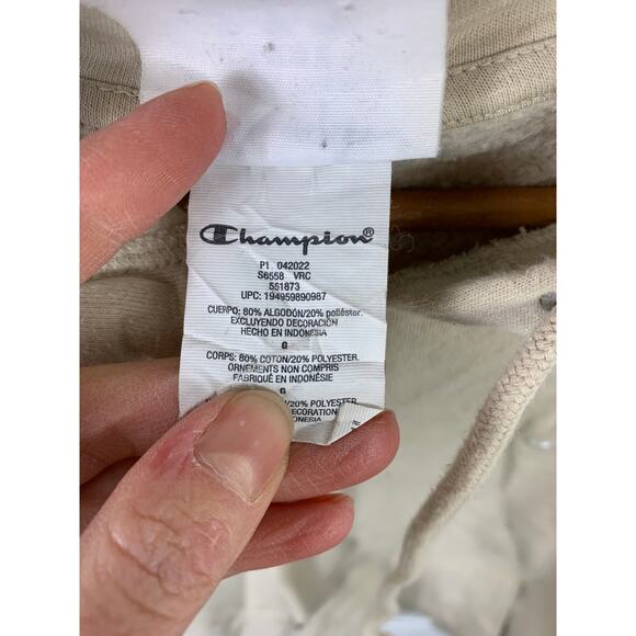 Champion Men's Fleece Pullover Hoodie Long Sleeve Pebblestone Size L - Picture 3 of 5